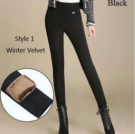 Office Thick Warm Fleece High Waist Pencil Pants