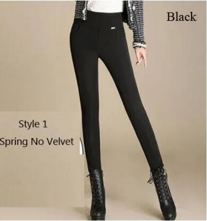 Office Thick Warm Fleece High Waist Pencil Pants
