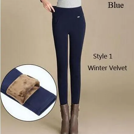 Office Thick Warm Fleece High Waist Pencil Pants