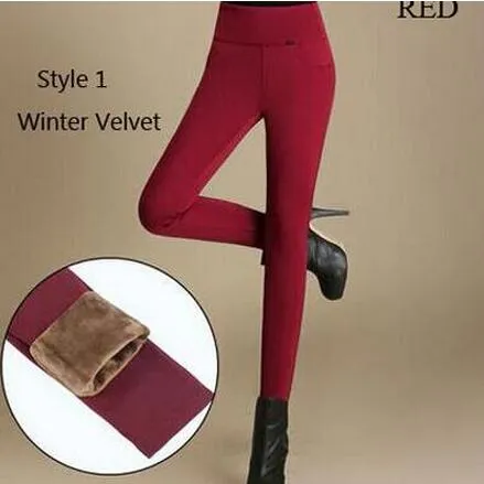 Office Thick Warm Fleece High Waist Pencil Pants