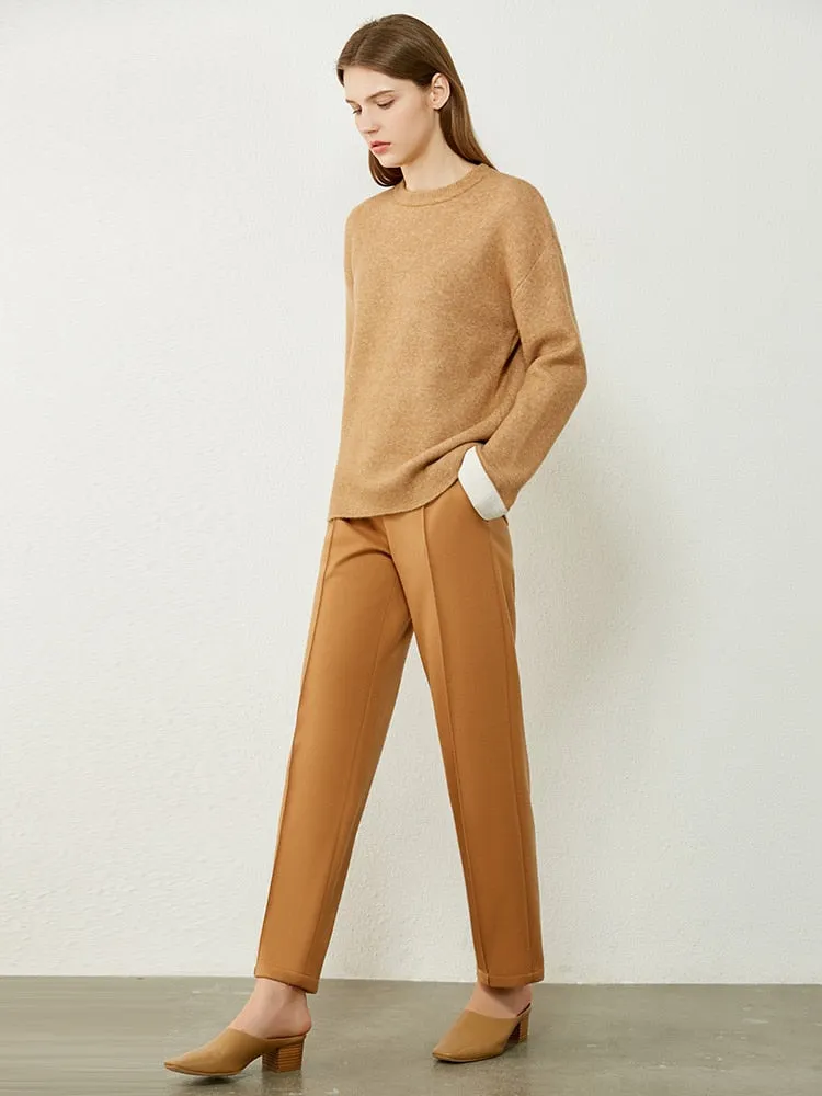 Oneck Spliced Loose Sweater