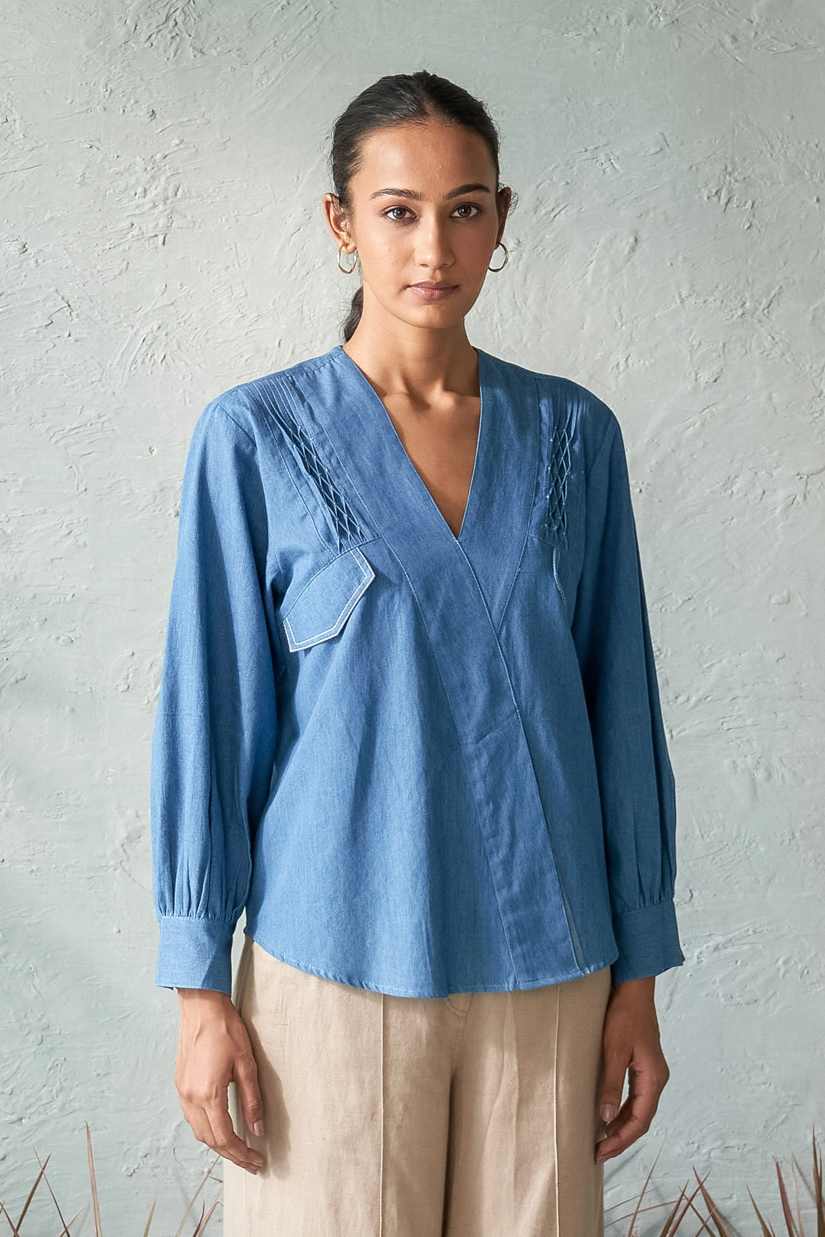 Oriental Denim Top