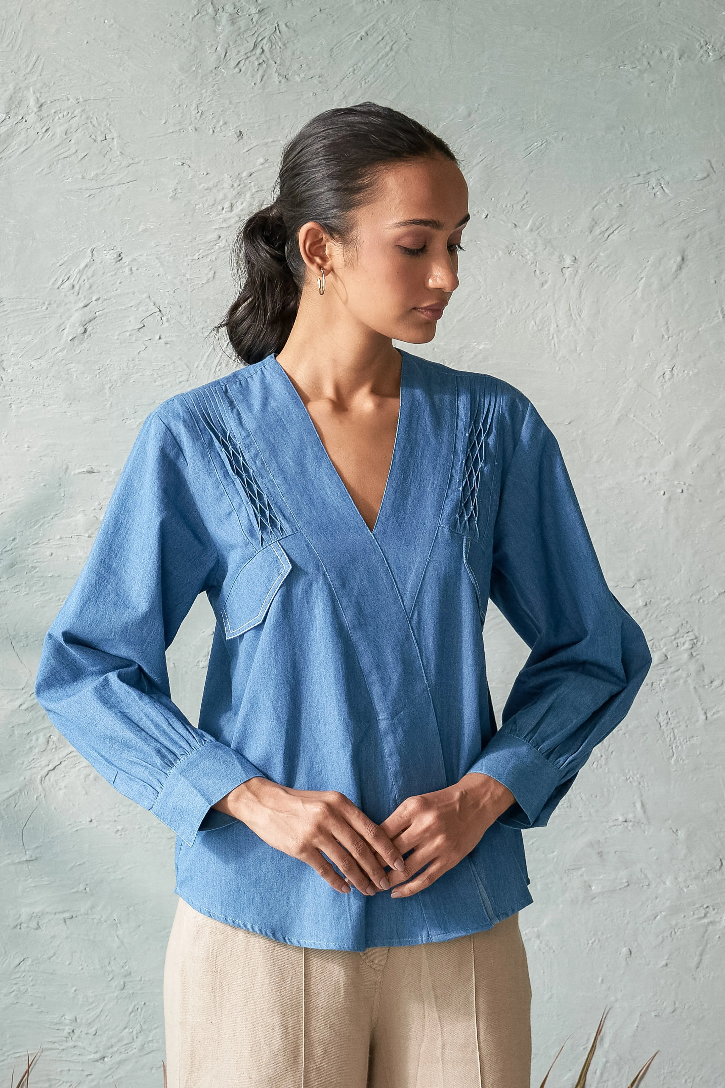 Oriental Denim Top