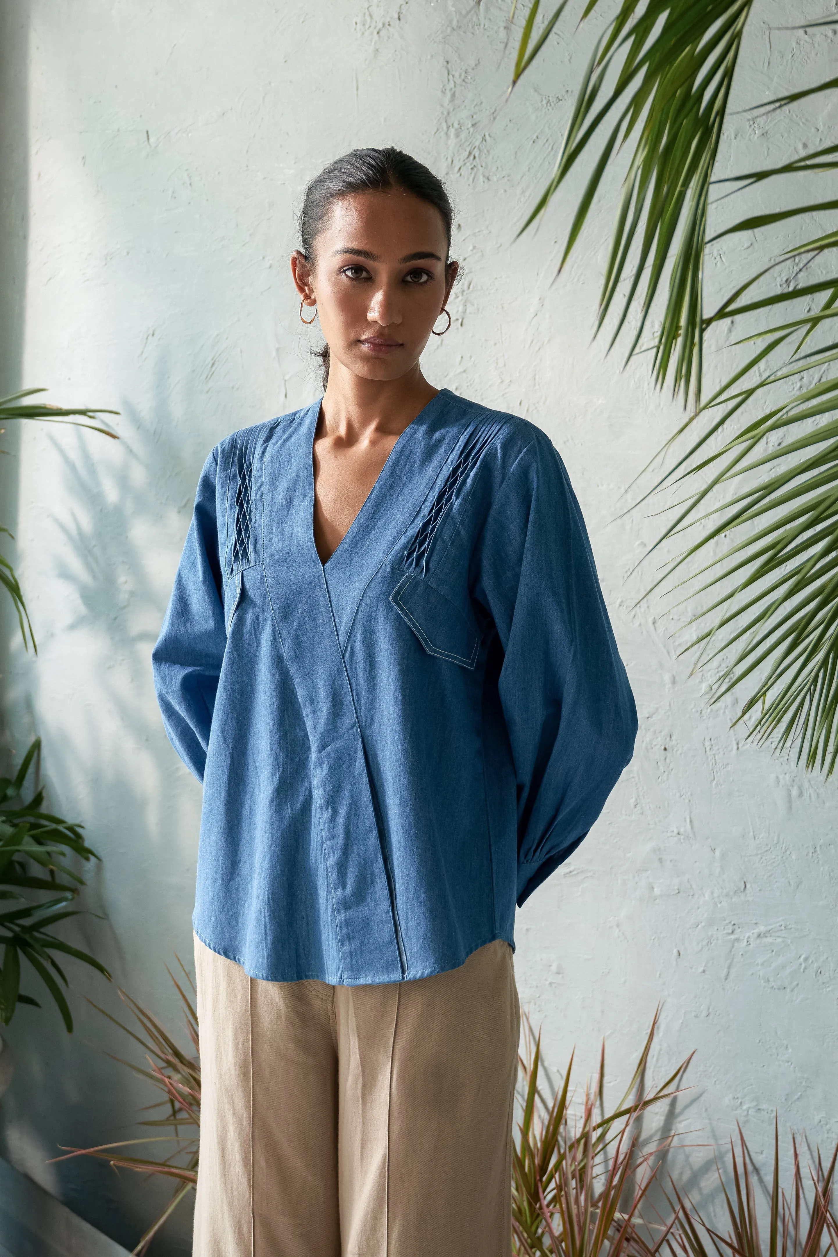 Oriental Denim Top