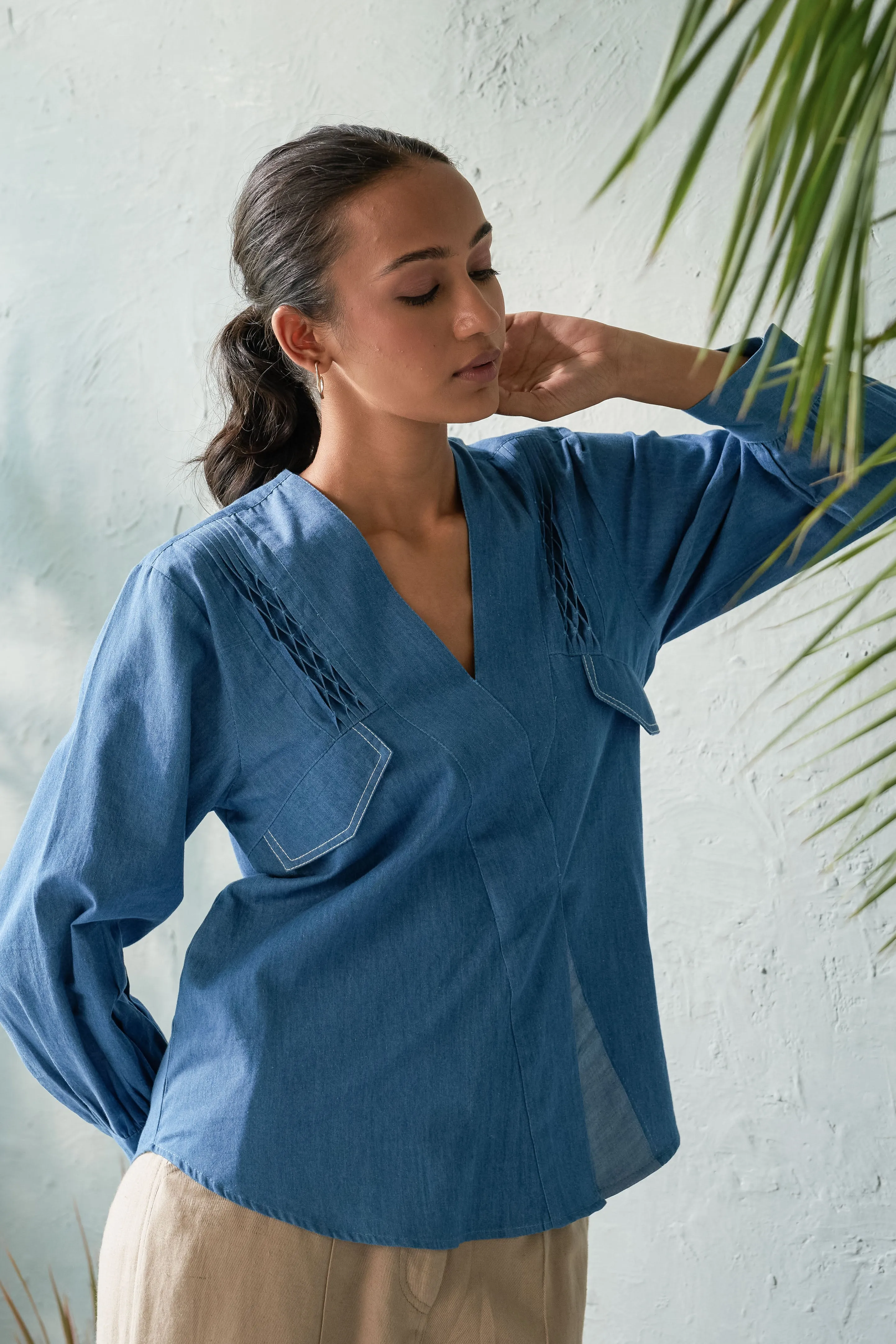 Oriental Denim Top