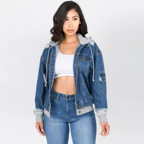 OVERSIZED DENIM JACKETS WITH DETACHABLE HOODIE