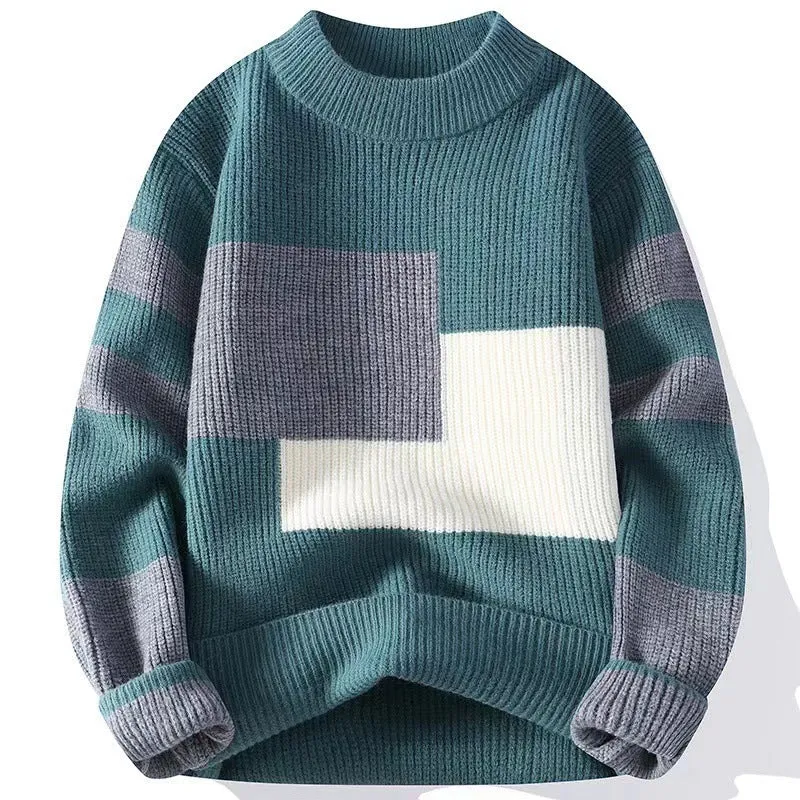 Paraduxe™ | Men's Patchwork Mock Neck Sweater