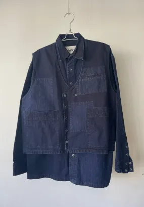 PATCHWORK DENIM WASHED GENTLEMAN BIG SHIRT