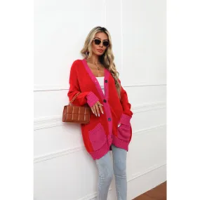 Patchwork Knitwear Buttons Sweater