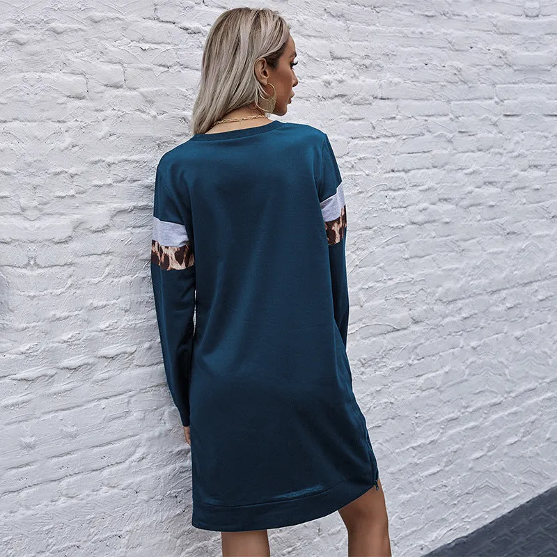 Patchwork Long Sleeve Sweater Dress