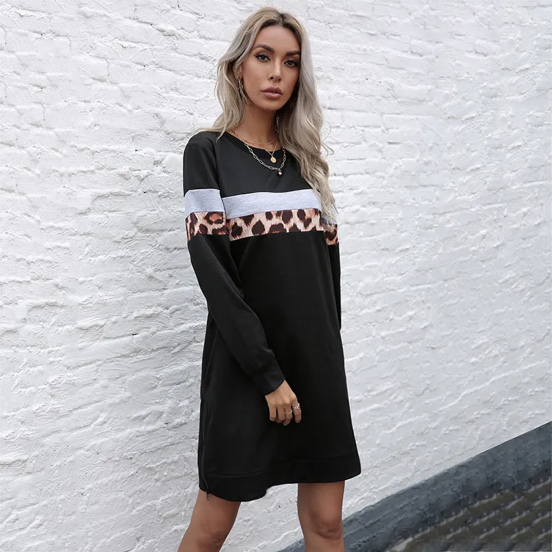 Patchwork Long Sleeve Sweater Dress