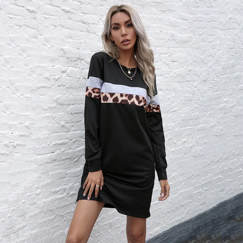 Patchwork Long Sleeve Sweater Dress