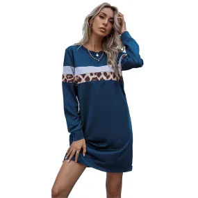Patchwork Long Sleeve Sweater Dress