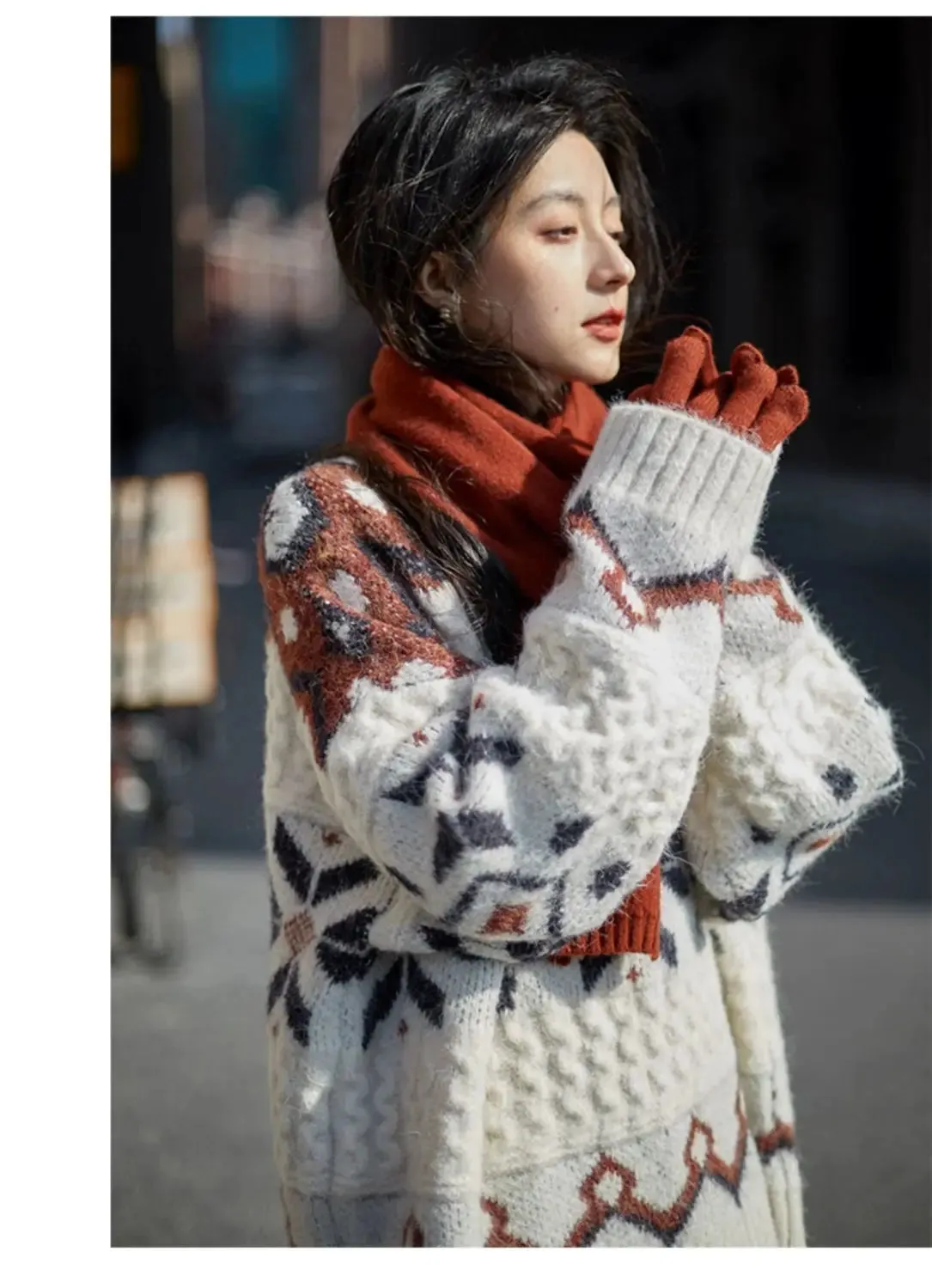 Patchwork Pattern Loose Retro Knit Sweater