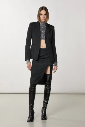 PATRIZIA PEPE JACKET PINSTRIPE TAILORED BACK BUCKLE 8S0463A300/F100