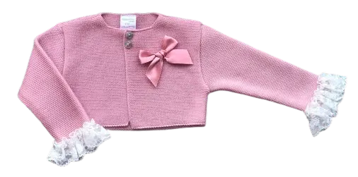 Pink Lace Cropped Cardigan