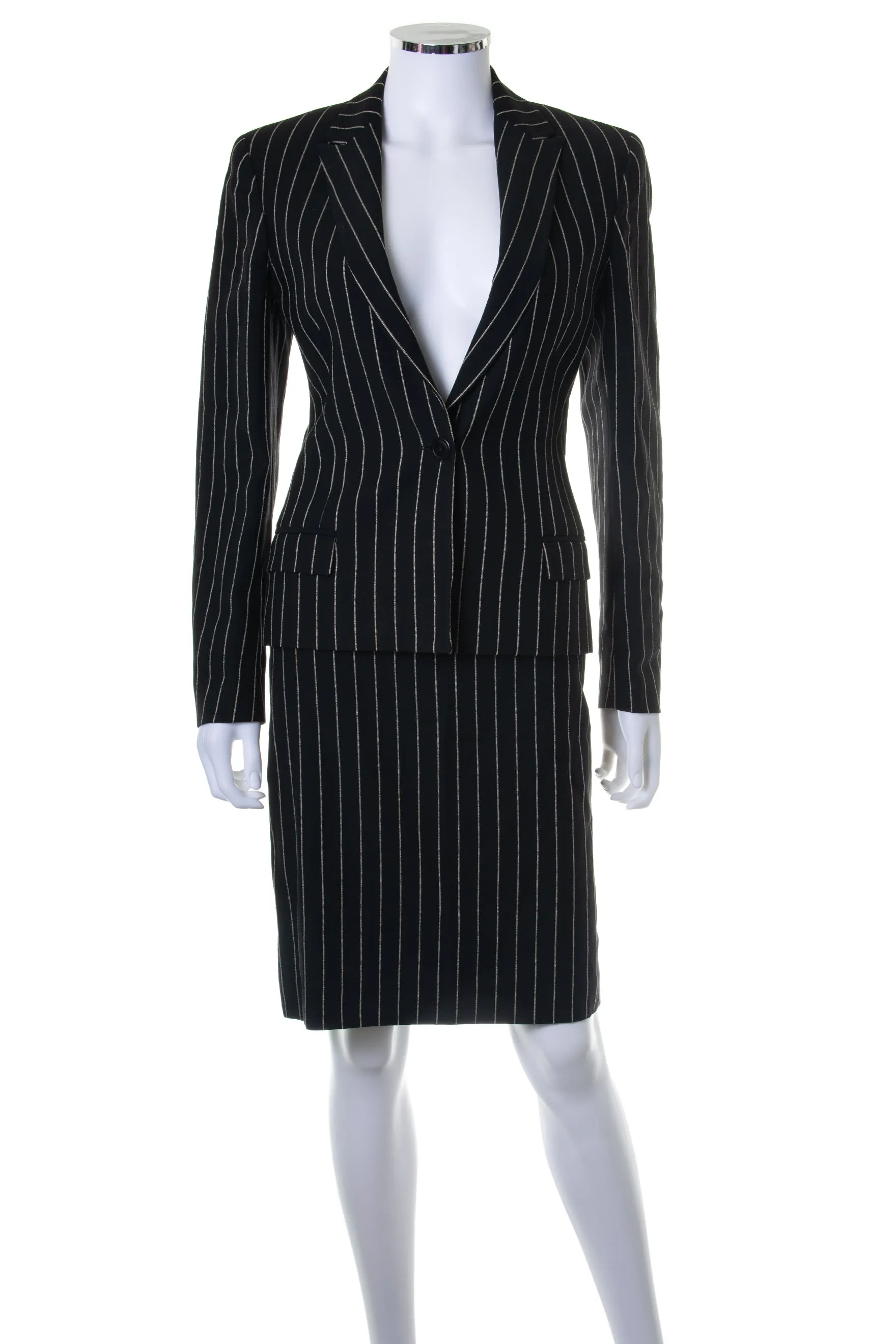 Pinstripe Skirt Suit