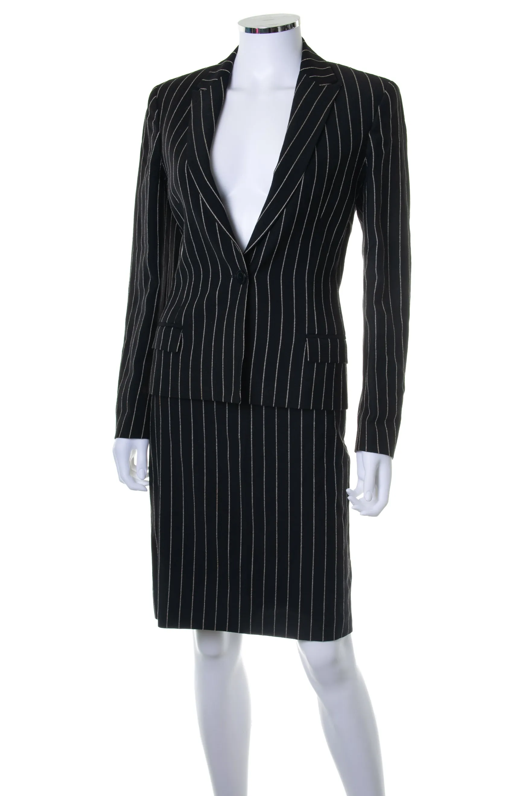 Pinstripe Skirt Suit