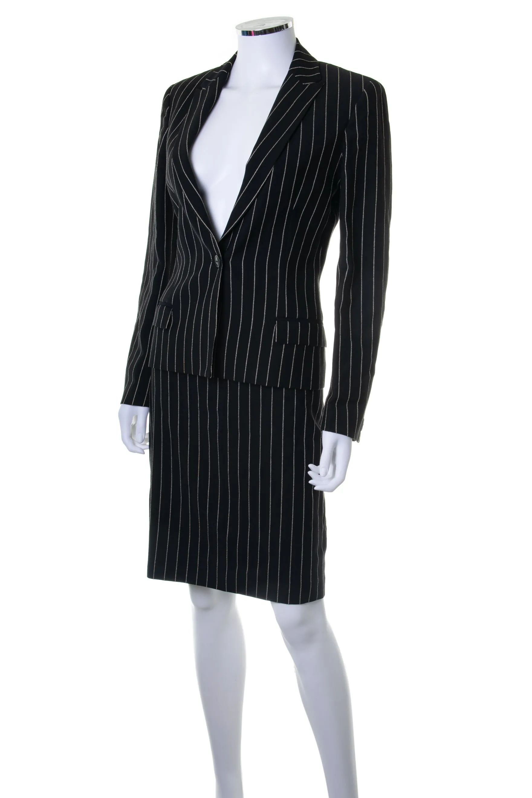 Pinstripe Skirt Suit