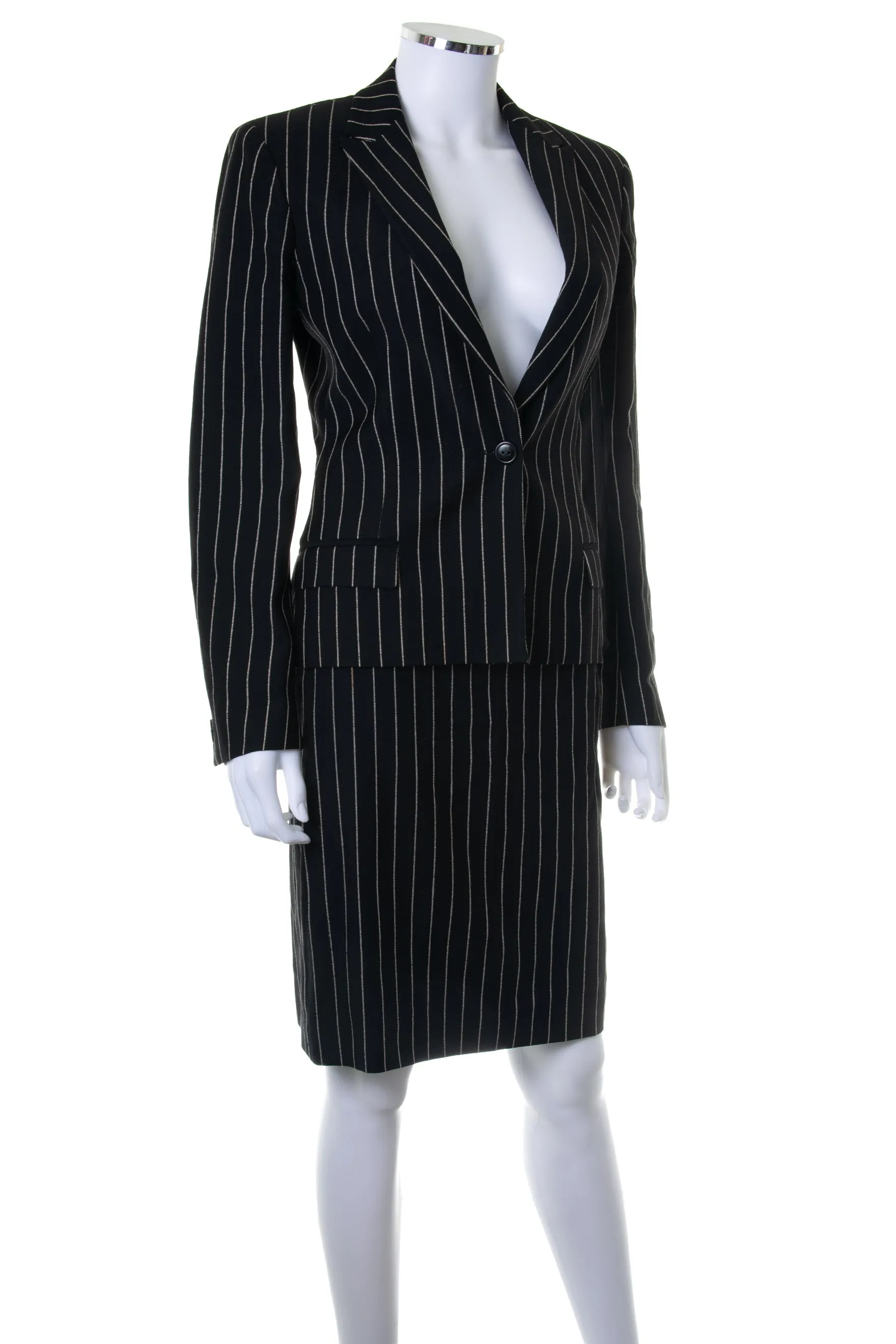 Pinstripe Skirt Suit