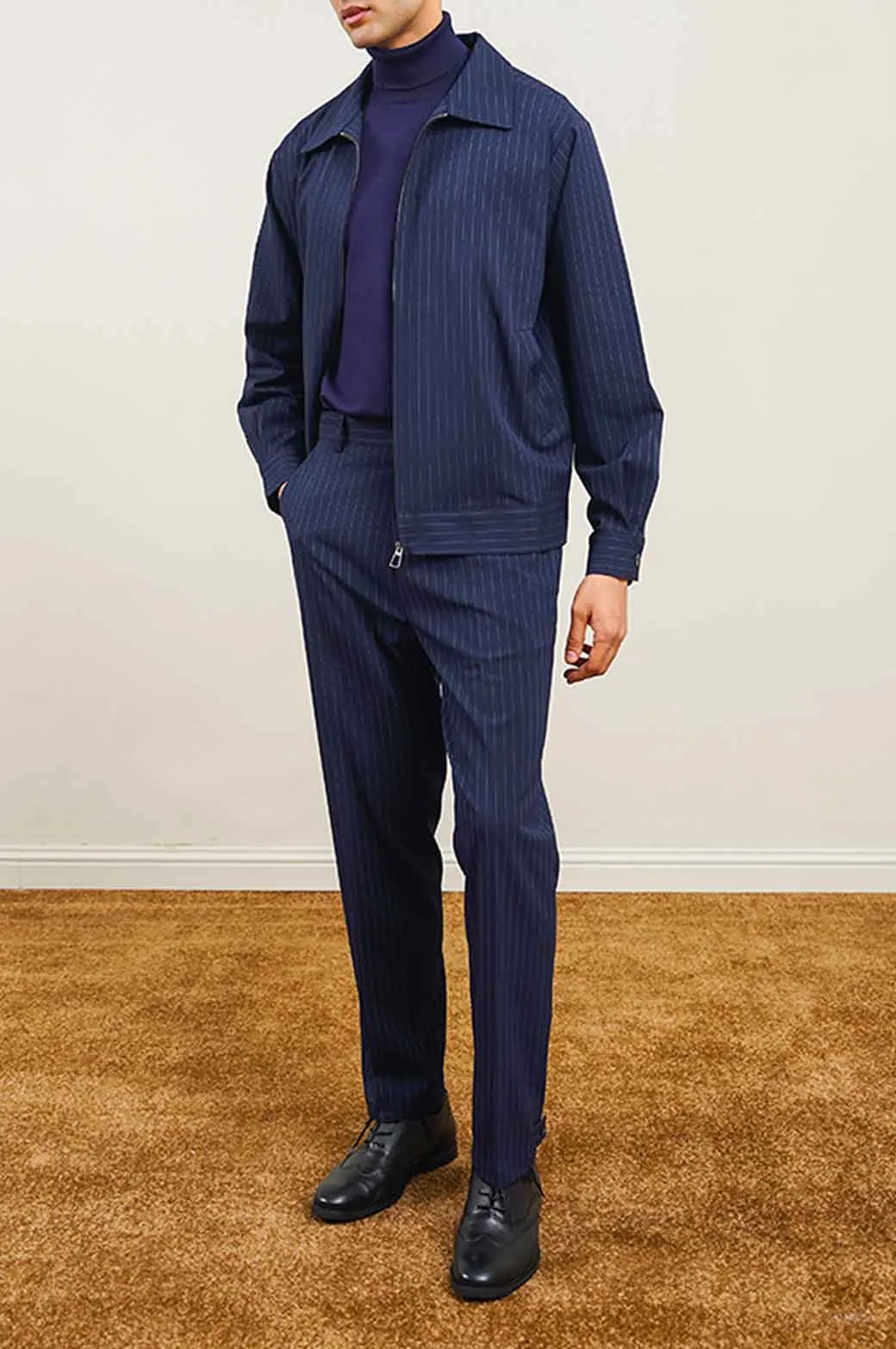 PINSTRIPE ZIPPER JACKET