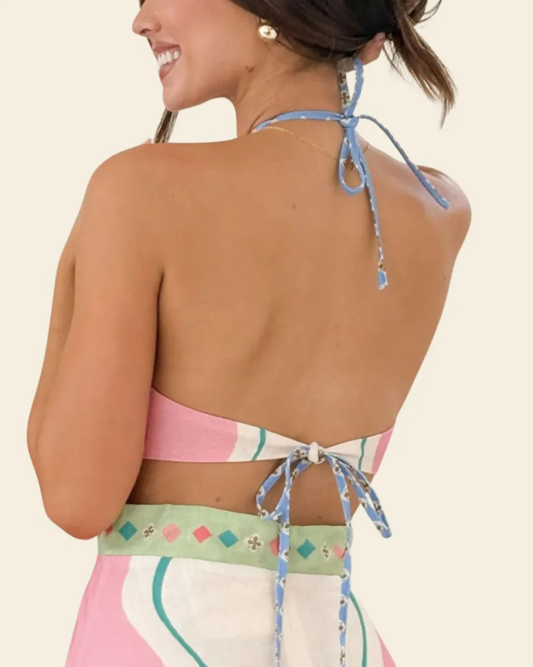 PRINTED HALTER SUNDRESS