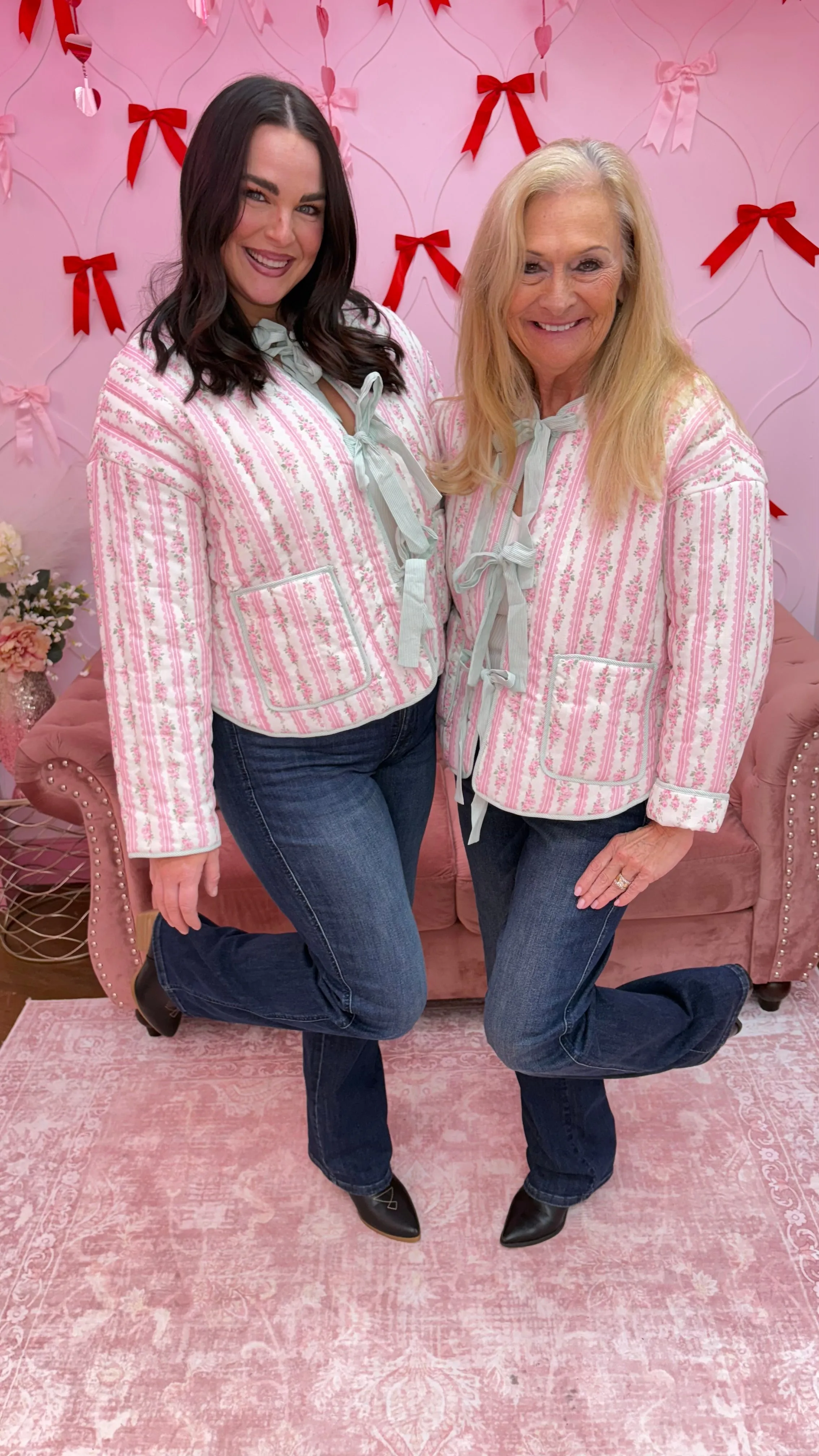 Printed Reversible Front Tie Quilted Jacket