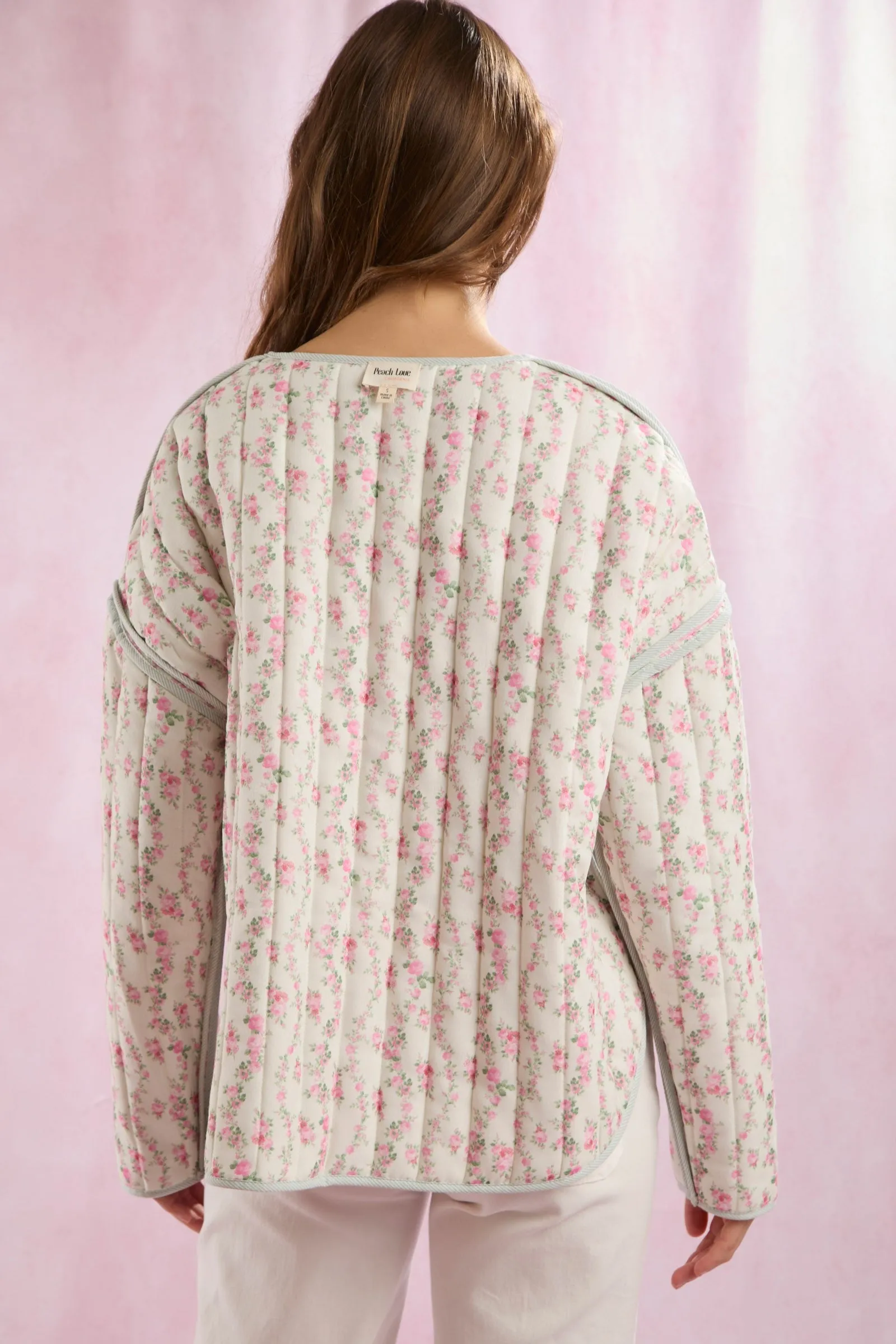 Printed Reversible Front Tie Quilted Jacket