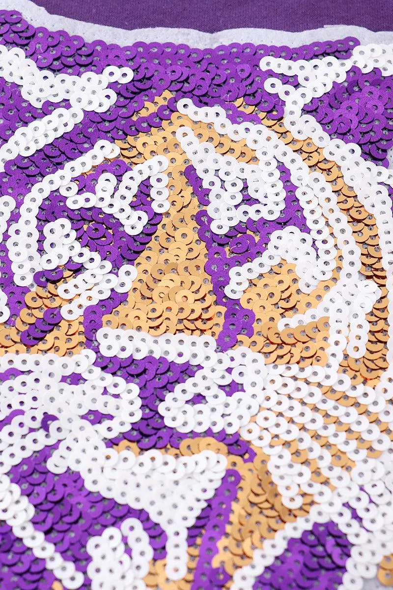Purple Tiger Sequin Patch Sweatshirt