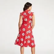 Red Dotty Floral Fit and Flare Dress