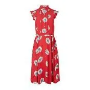 Red Dotty Floral Fit and Flare Dress