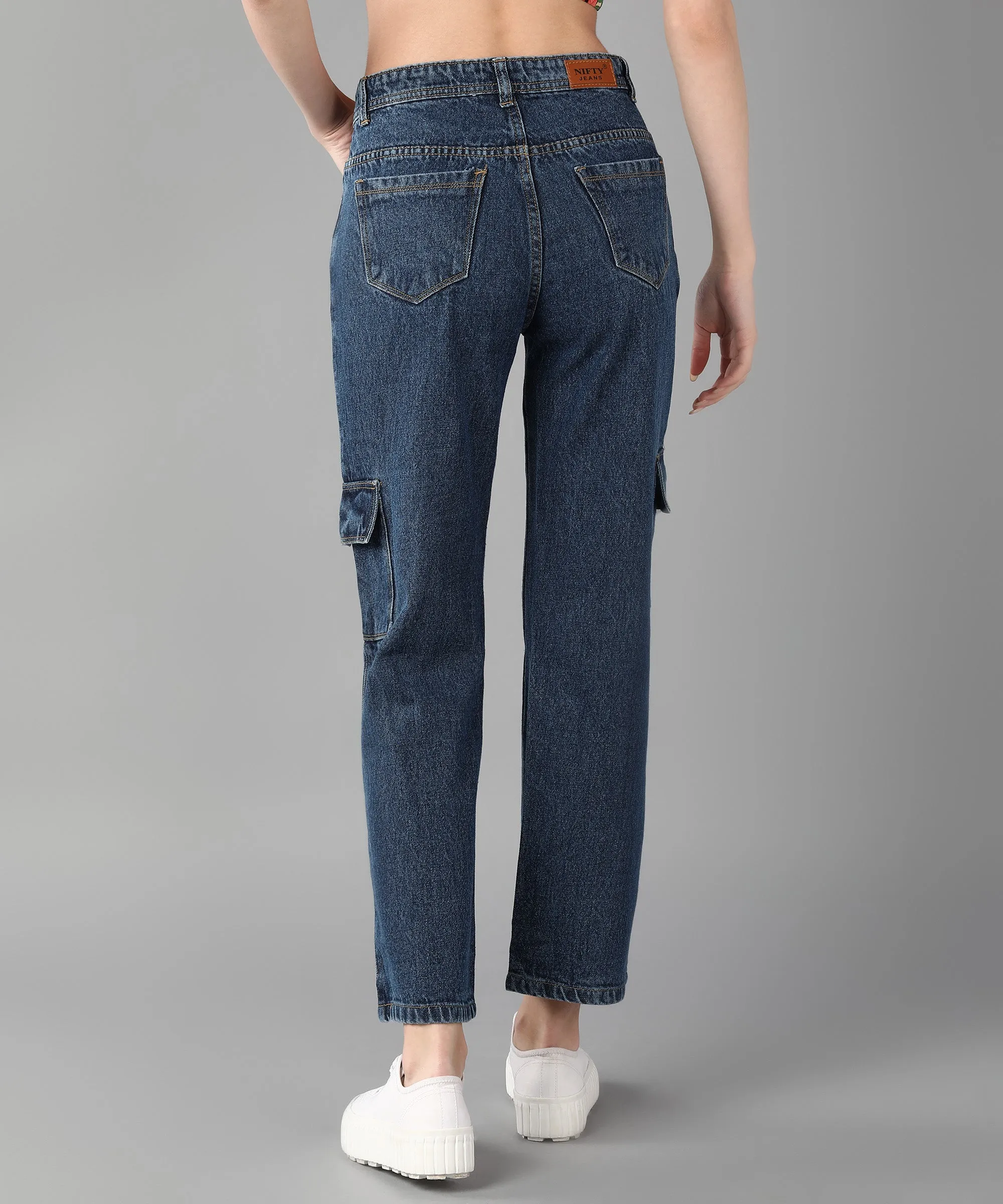 Relaxed Fit Cargo Blue Jeans