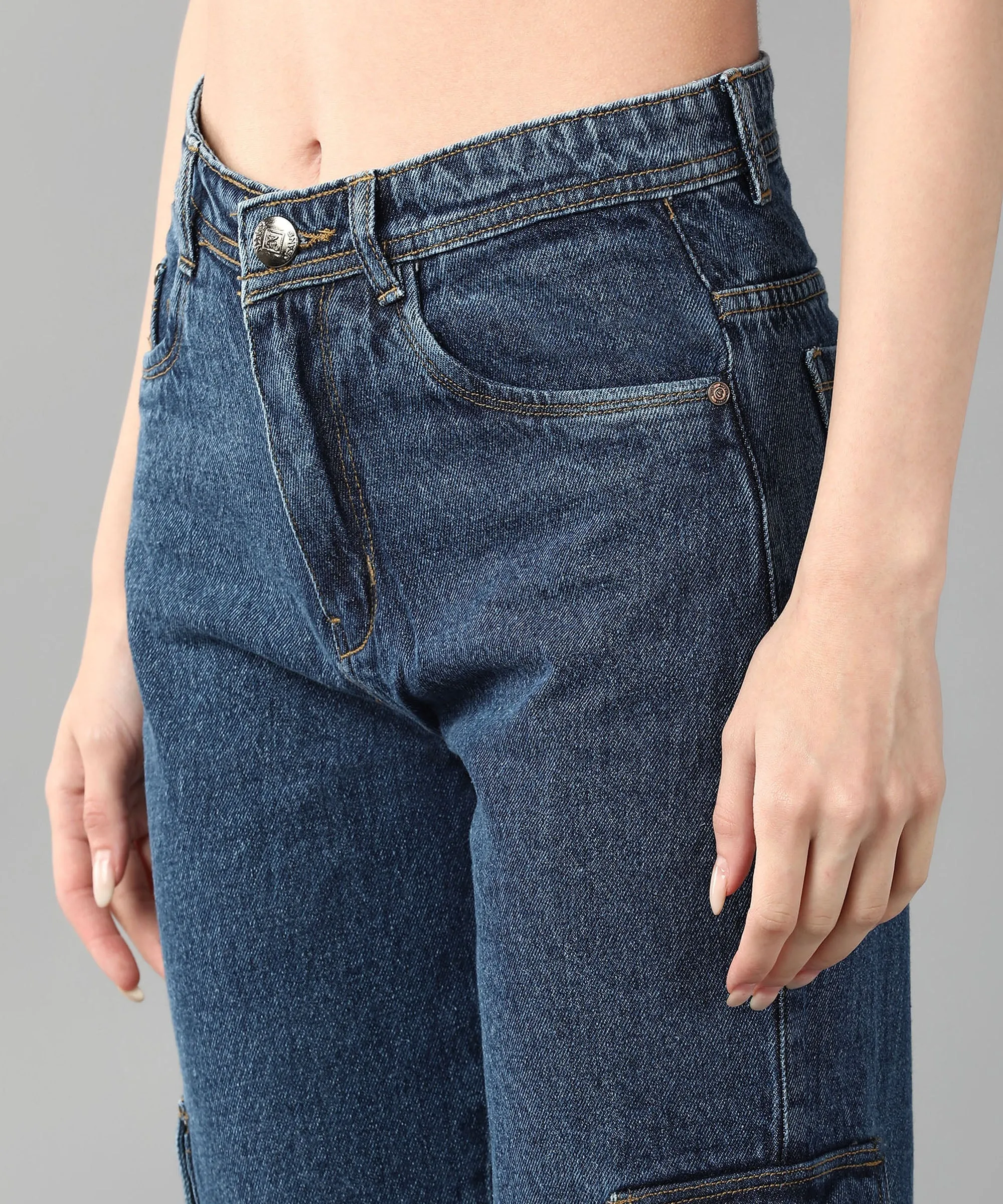 Relaxed Fit Cargo Blue Jeans