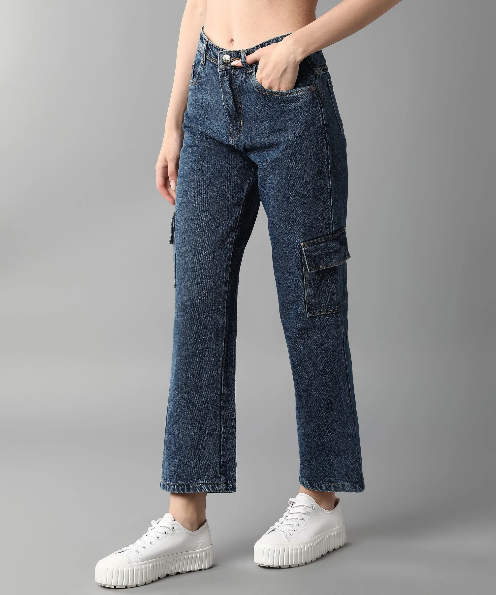 Relaxed Fit Cargo Blue Jeans