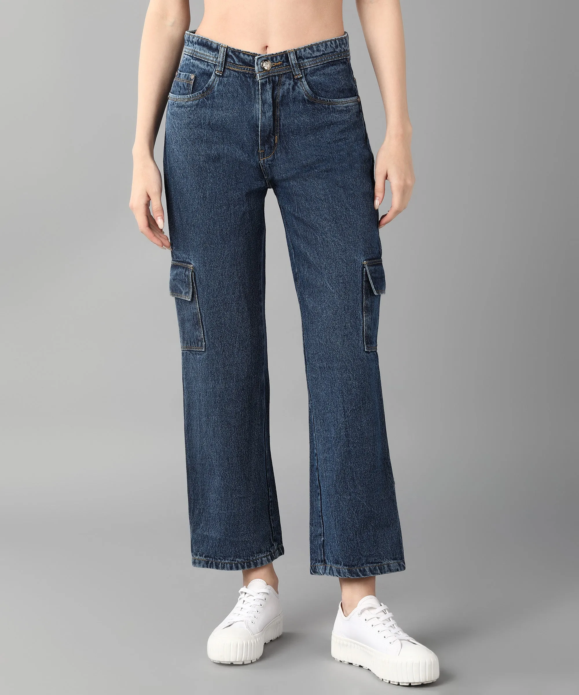Relaxed Fit Cargo Blue Jeans
