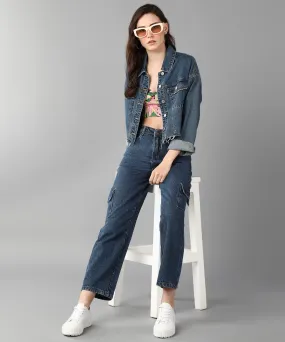 Relaxed Fit Cargo Blue Jeans