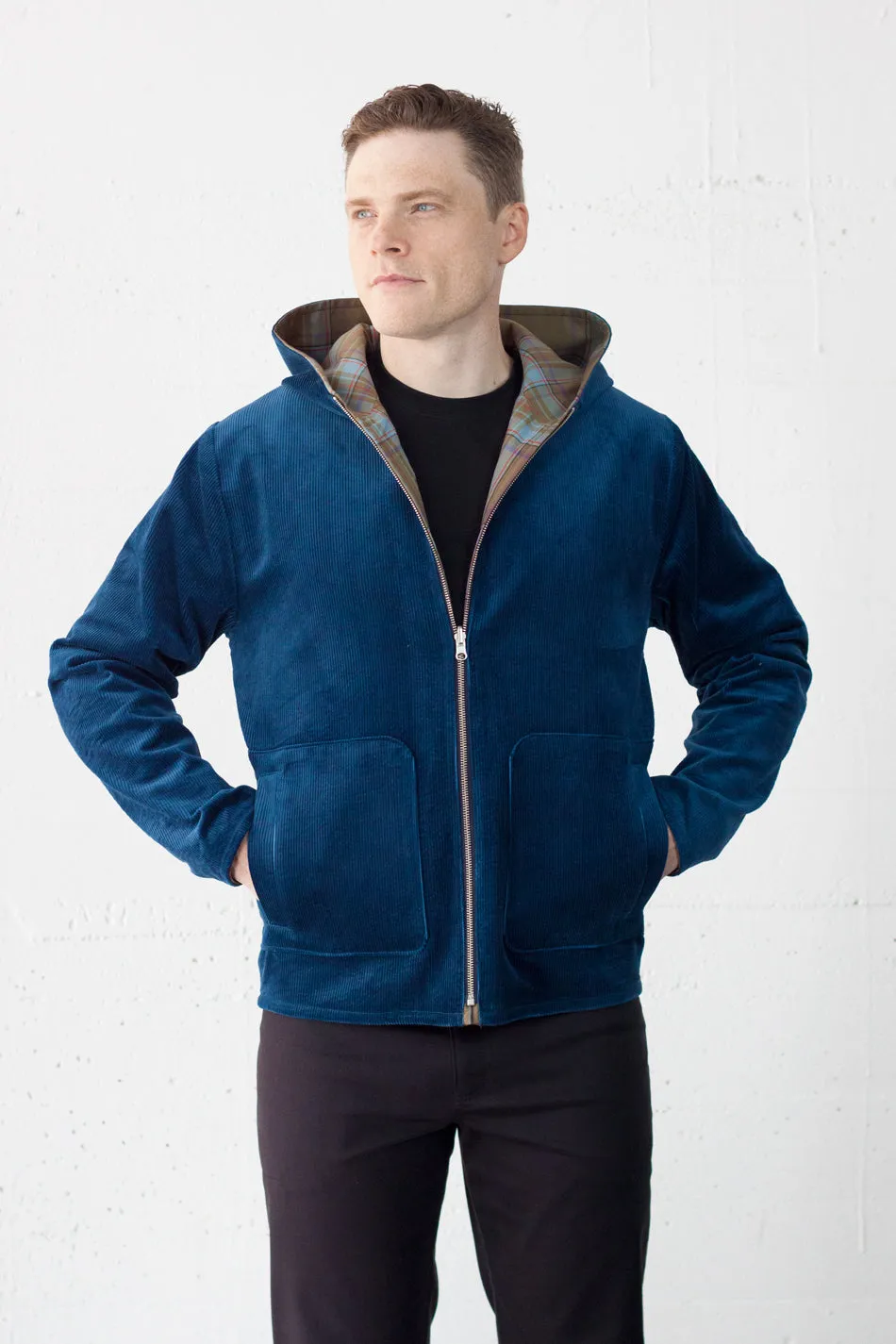 Reversible Jacket Marine Cord/Plaid