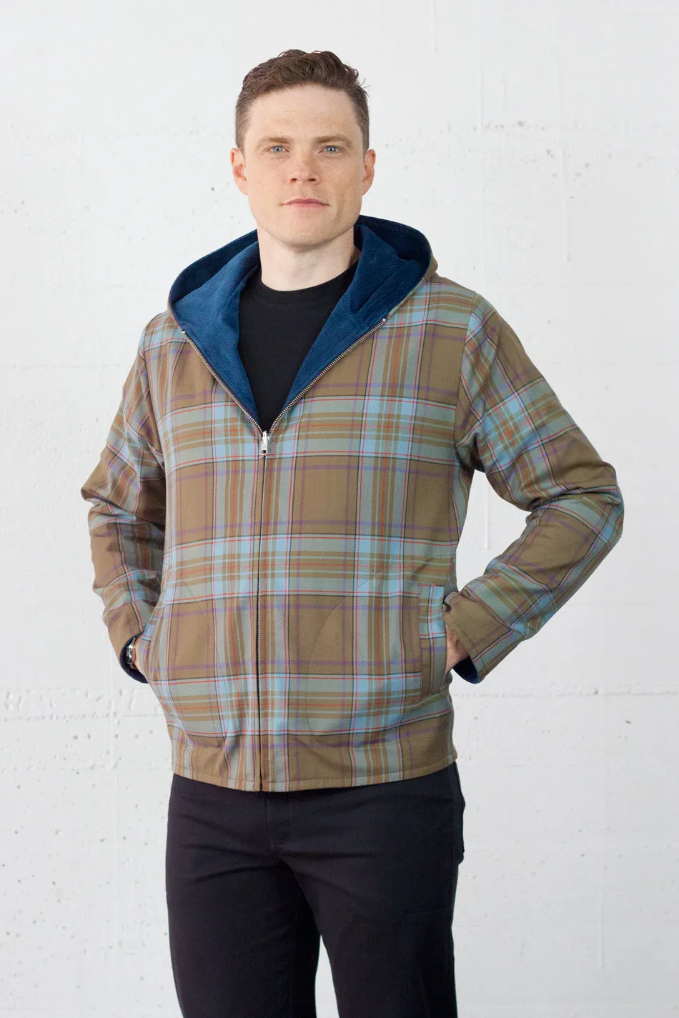 Reversible Jacket Marine Cord/Plaid