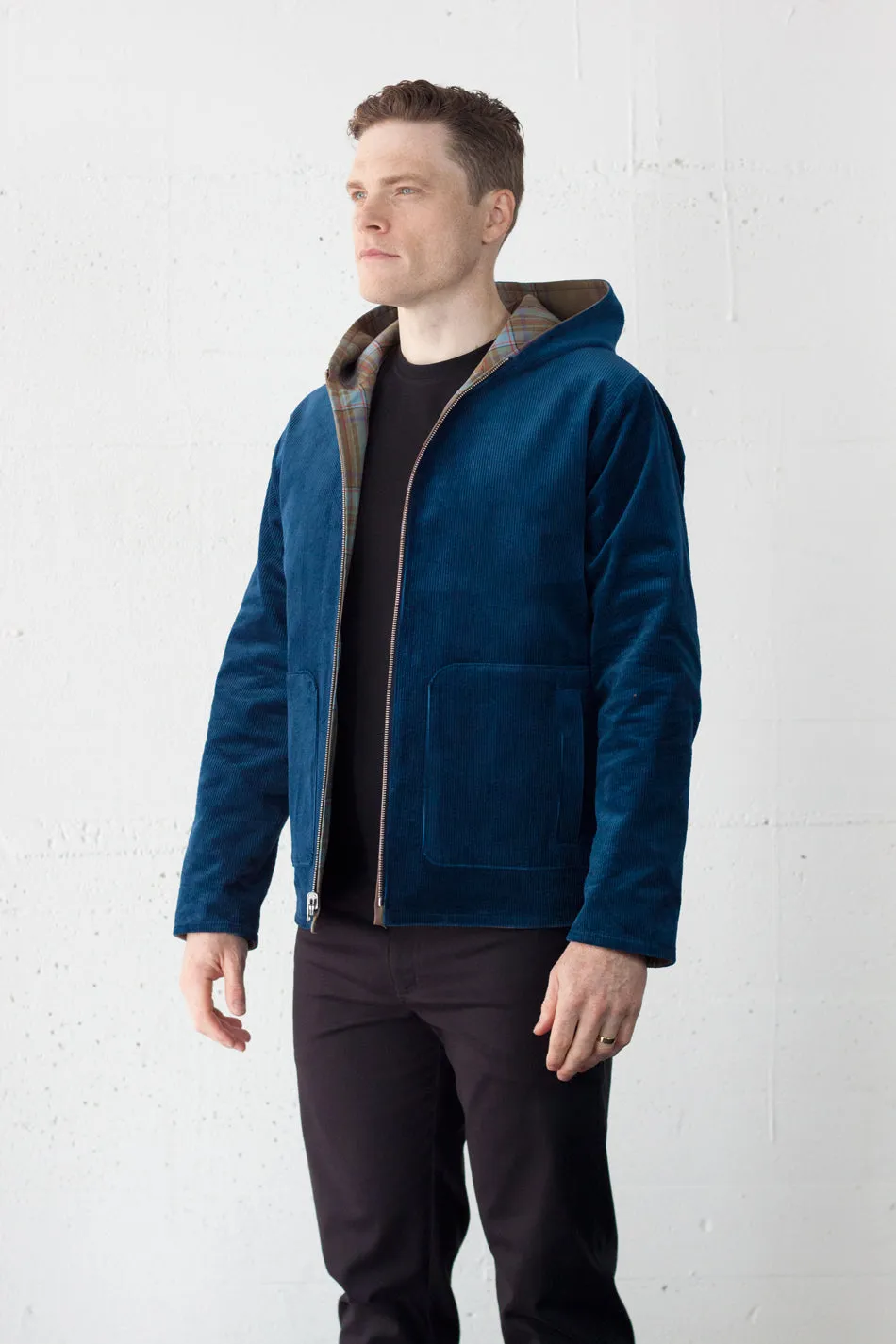 Reversible Jacket Marine Cord/Plaid