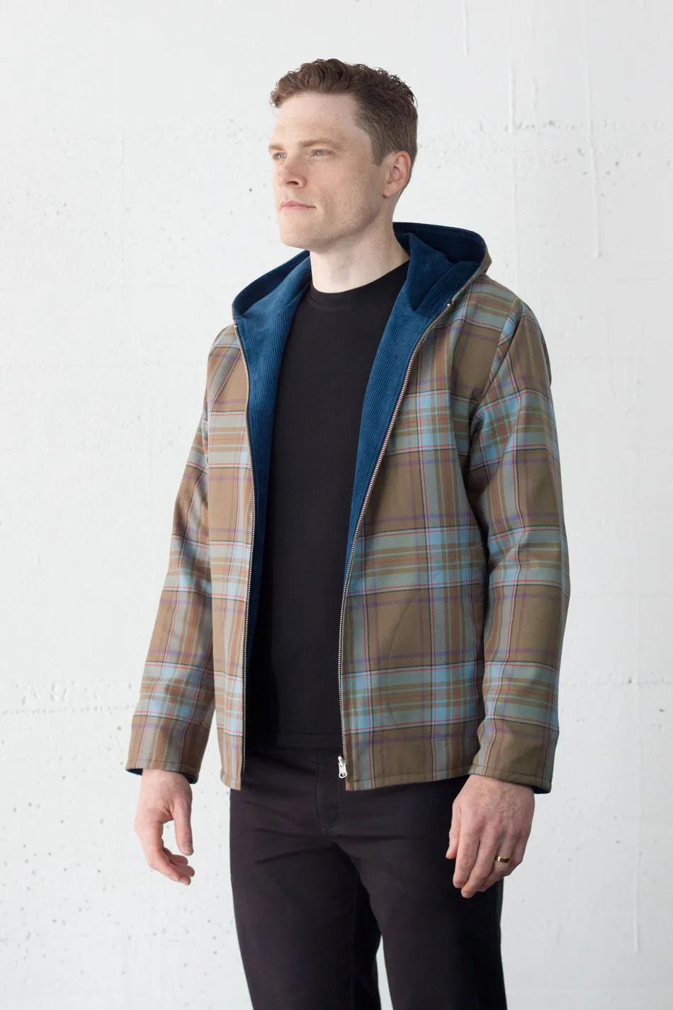 Reversible Jacket Marine Cord/Plaid
