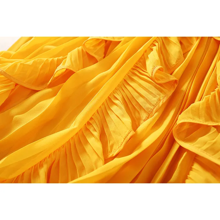 Ruffle Pleated Elegant Midi Dress