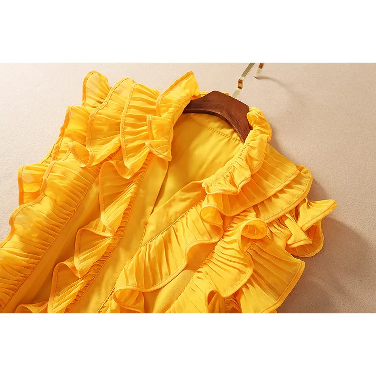 Ruffle Pleated Elegant Midi Dress
