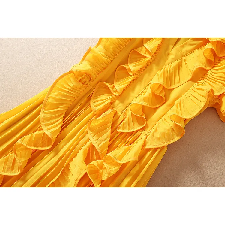 Ruffle Pleated Elegant Midi Dress