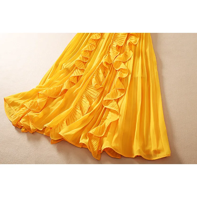 Ruffle Pleated Elegant Midi Dress