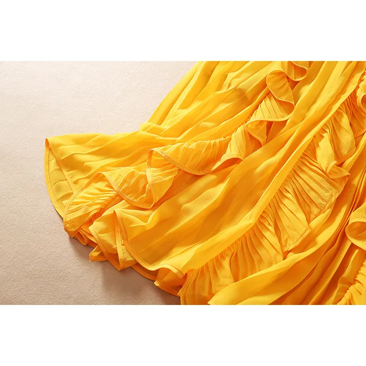 Ruffle Pleated Elegant Midi Dress