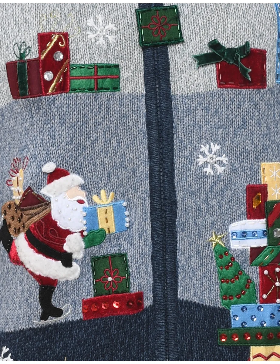 Santa Claus Christmas Cardigan - L