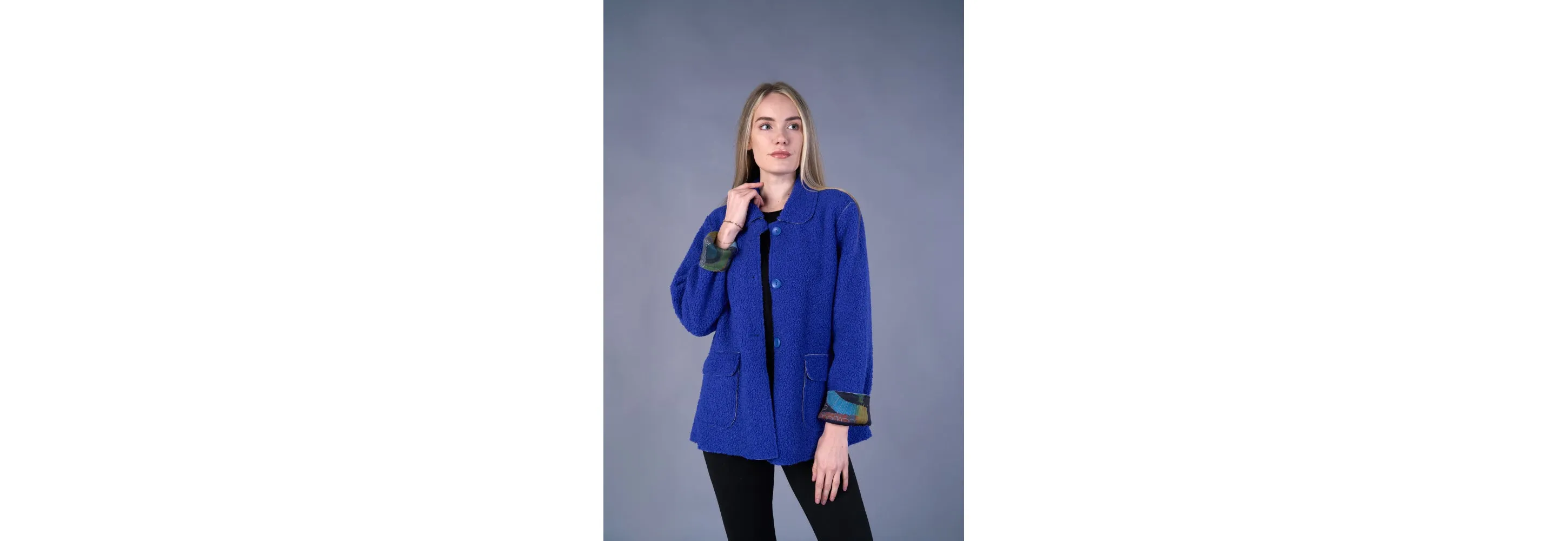 Shana Fur Suede Reversable Jacket Multi Colored