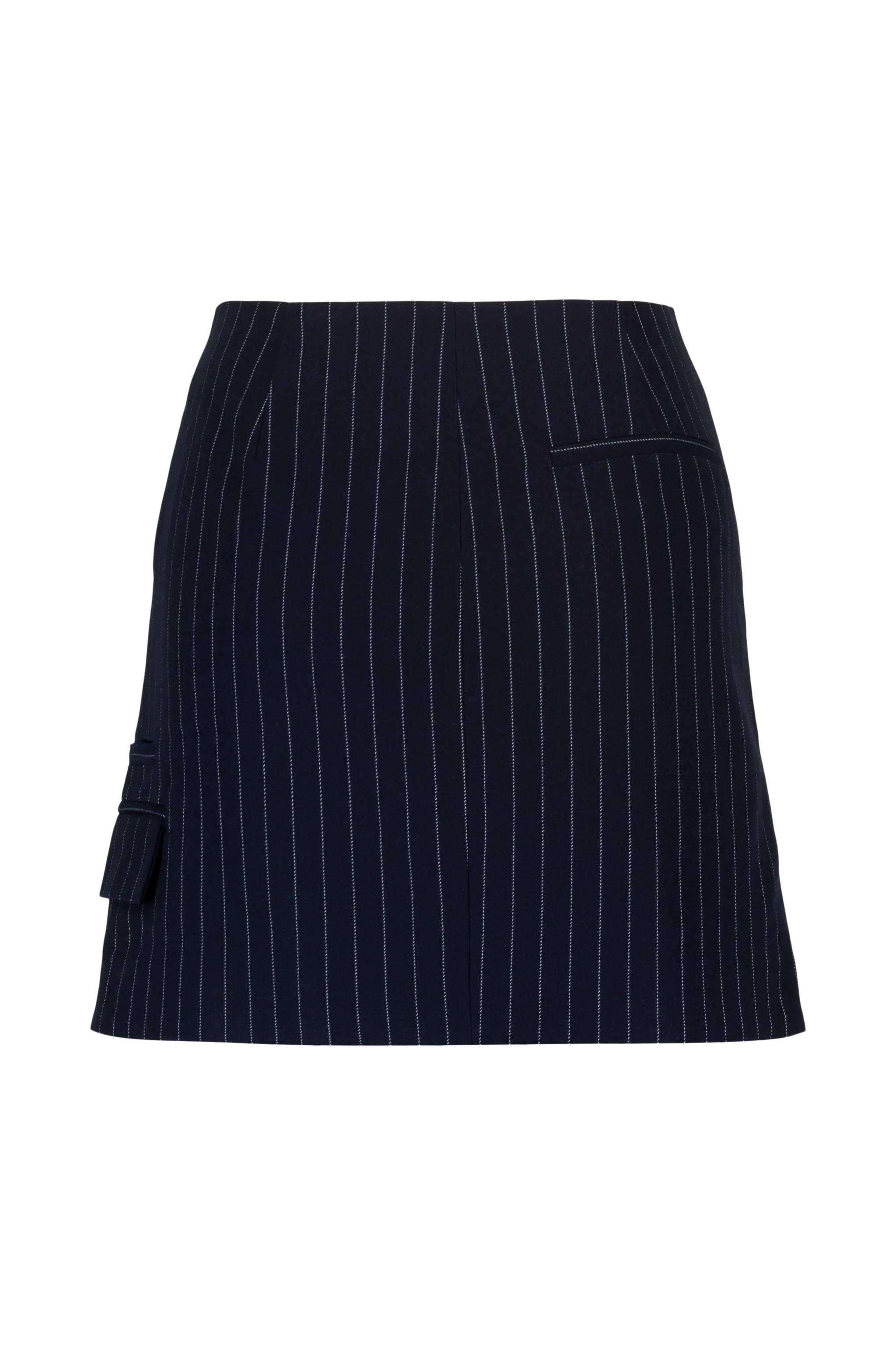 SKIRT.03.D6.24, Navy Pin Stripe Twill