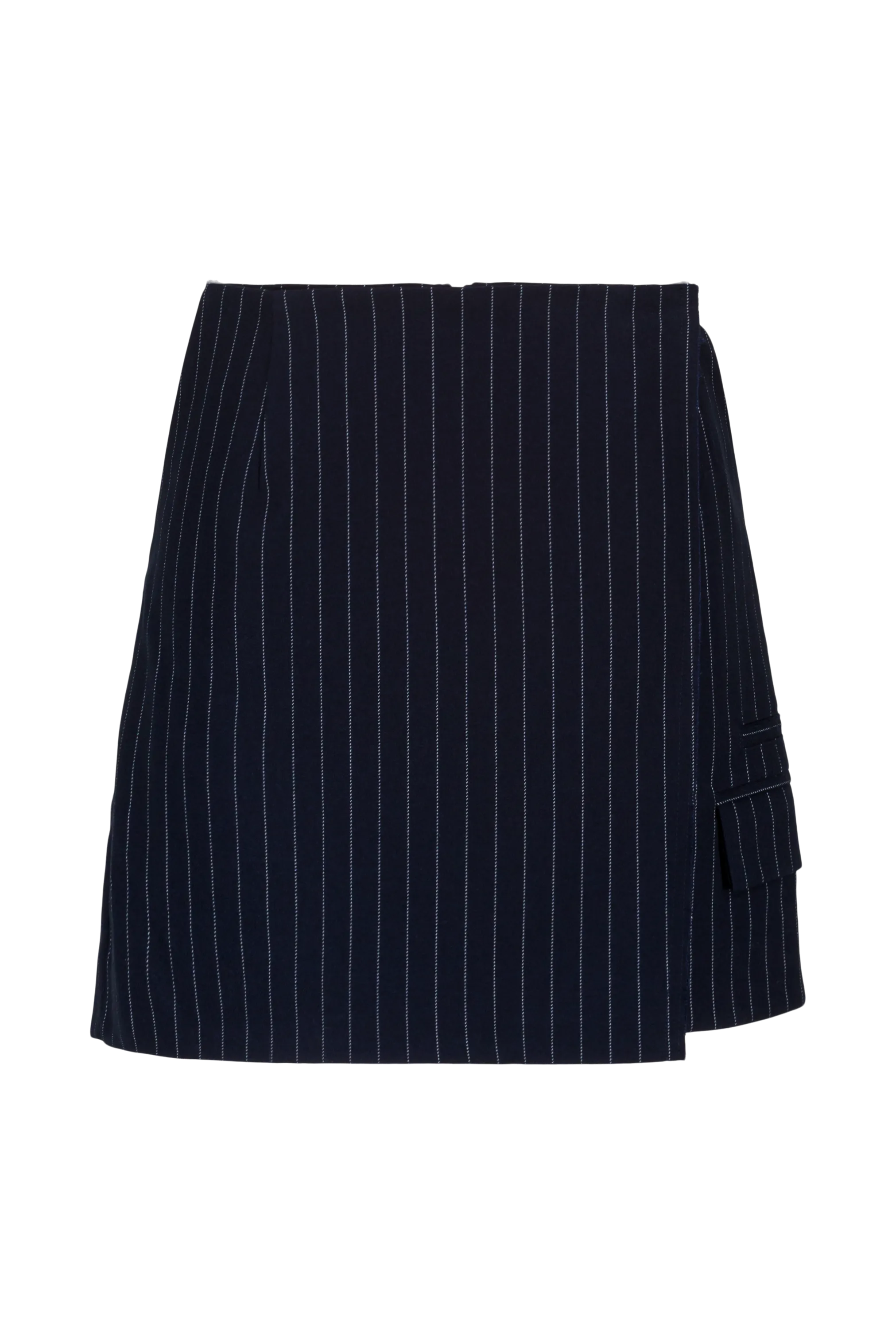 SKIRT.03.D6.24, Navy Pin Stripe Twill