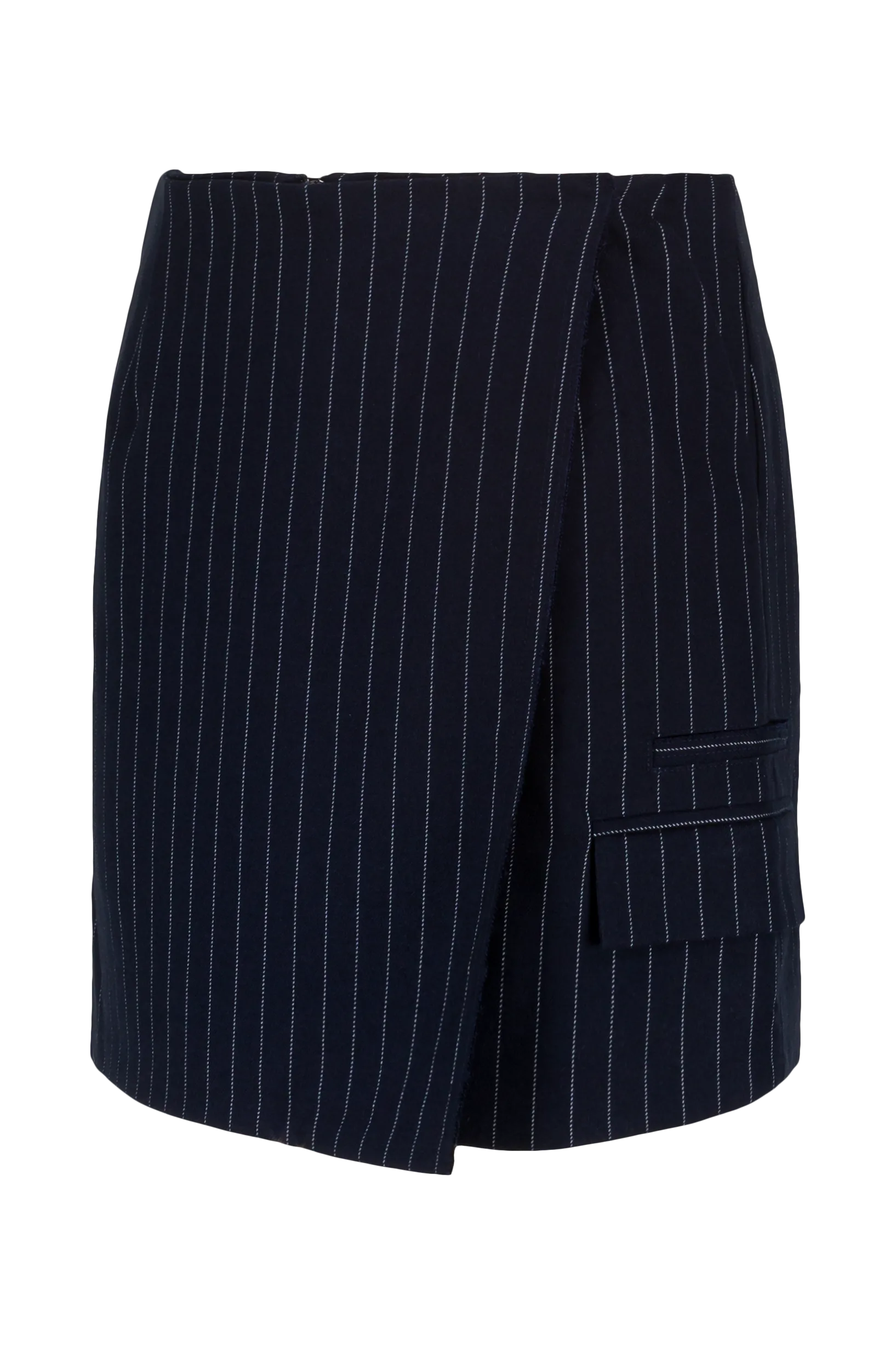 SKIRT.03.D6.24, Navy Pin Stripe Twill